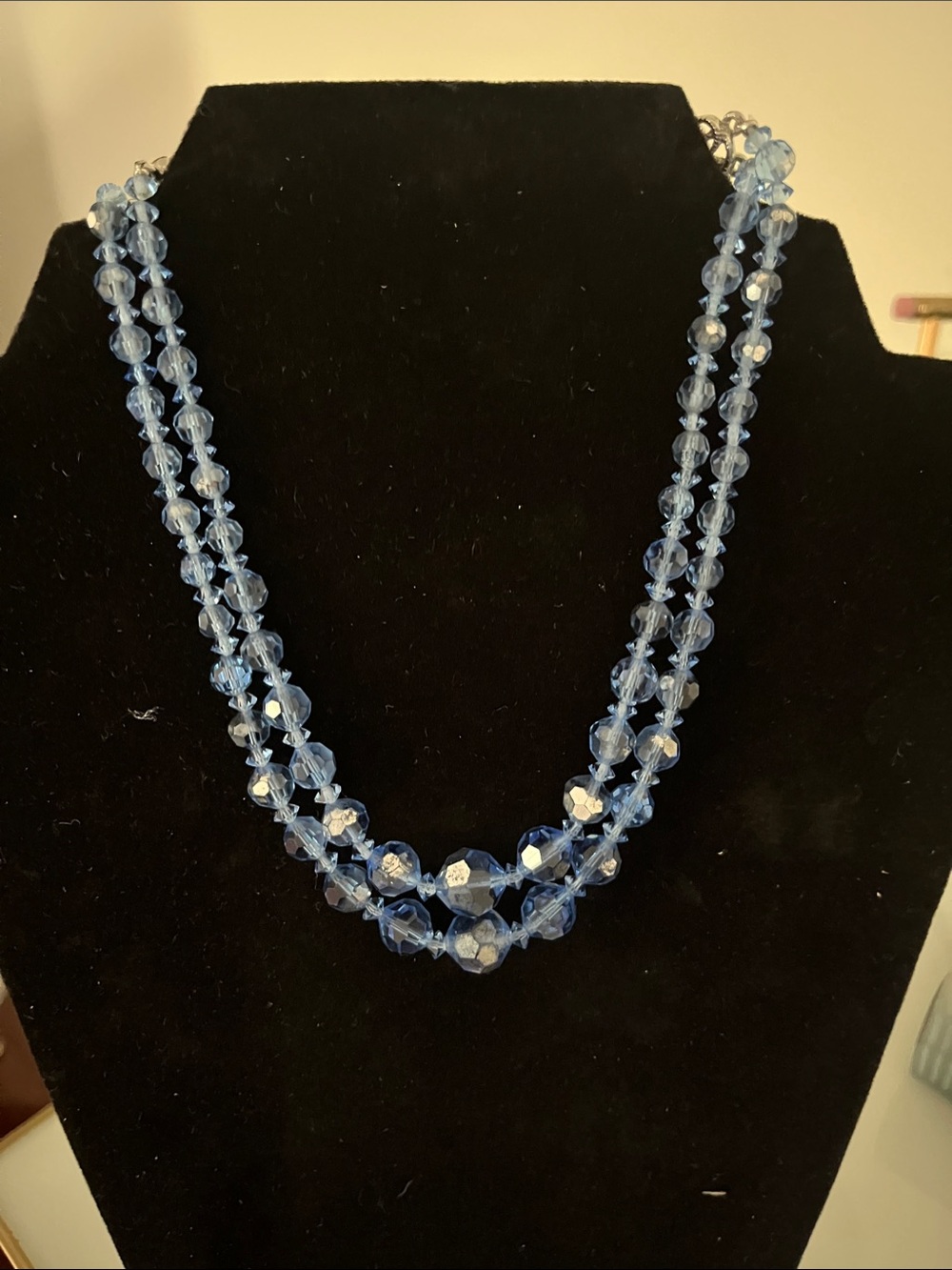 Blue Faceted Crystal Double Strand Necklace - Women Jewelry